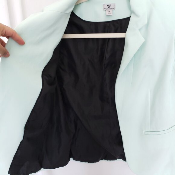 Worthington Woman Mint 3/4 Sleeve Shoulder Pads Formal Suit Blazer Size M - Picture 10 of 16